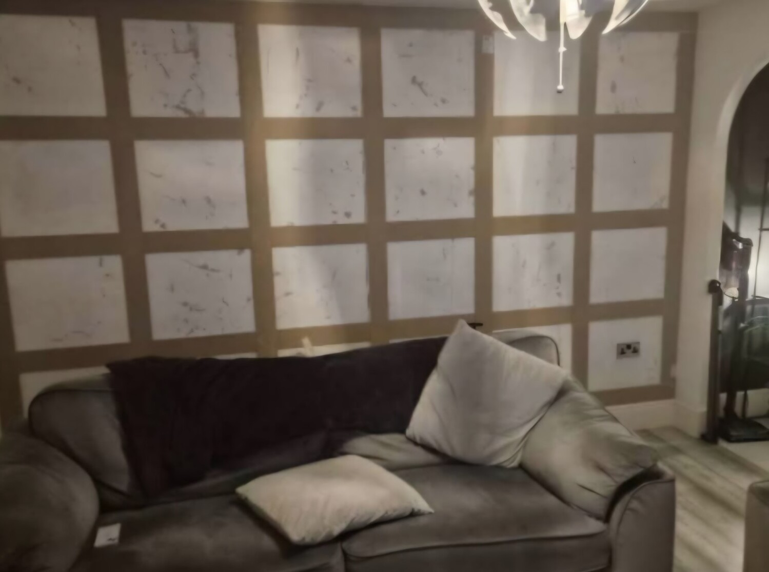 Plain interior room wall before custom timber panelling makeover